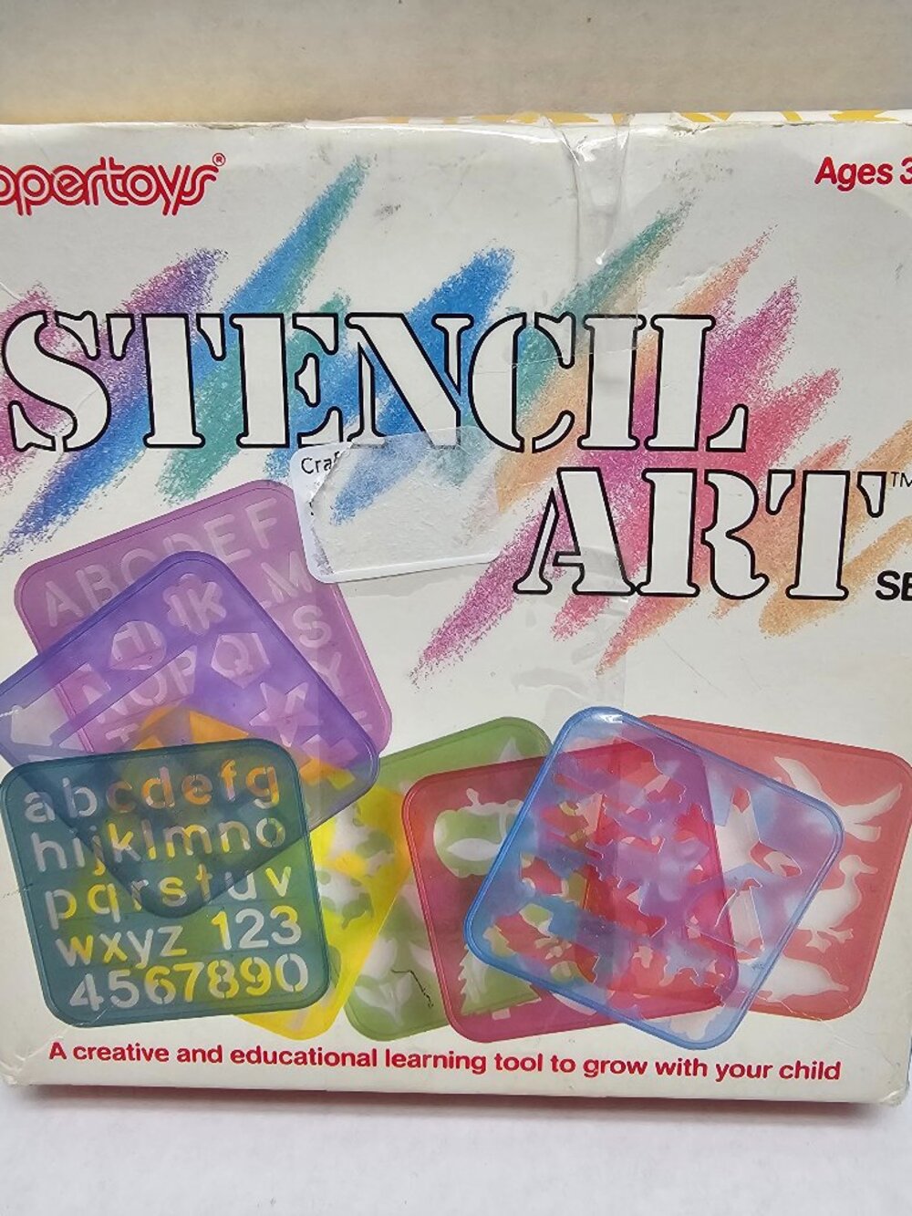 Vintage 1987 80s Set 8 Tupperware Toy Art Stencils Set Numbers Letters Animals +